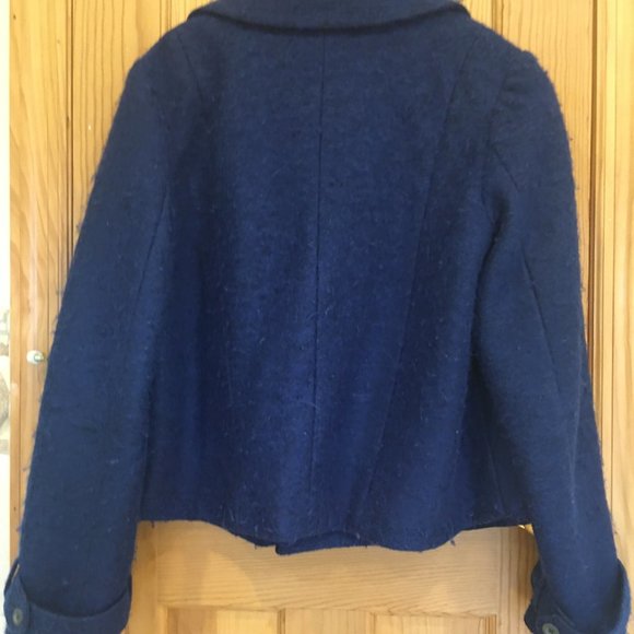 Free People Royal Blue Fuzzy Wool Blend Pea Coat - Picture 6 of 13